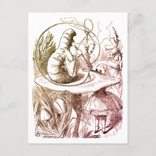 Alice im Wunderland rauchender Caterpillar Beige Postkarte