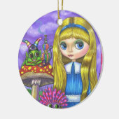 Alice im Wunderland Raupe Blume Pilze Keramik Ornament (Links)