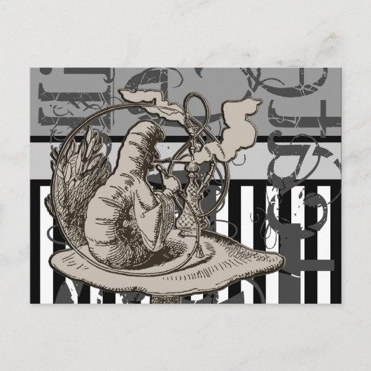 Alice im Wunderland Raupe Grunge Postkarte (Vorderseite)