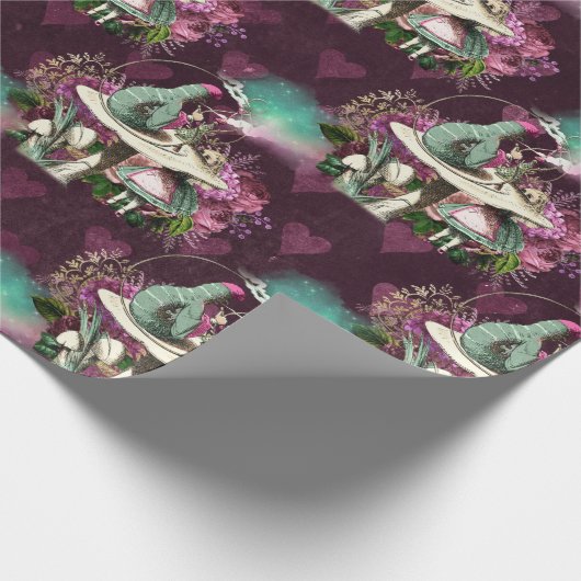 Alice im Wunderland Raupe Lila Geschenkpapier (Ecke)