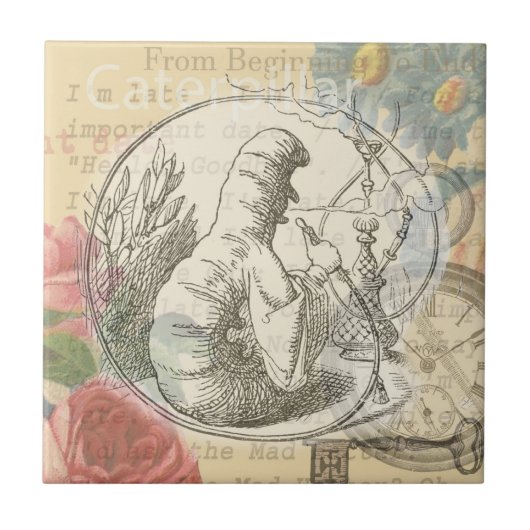 Alice im Wunderland Raupe: Original Tenniel Fliese (Vorderseite)