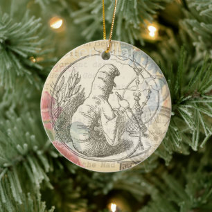 Alice im Wunderland Raupe: Original Tenniel Keramik Ornament