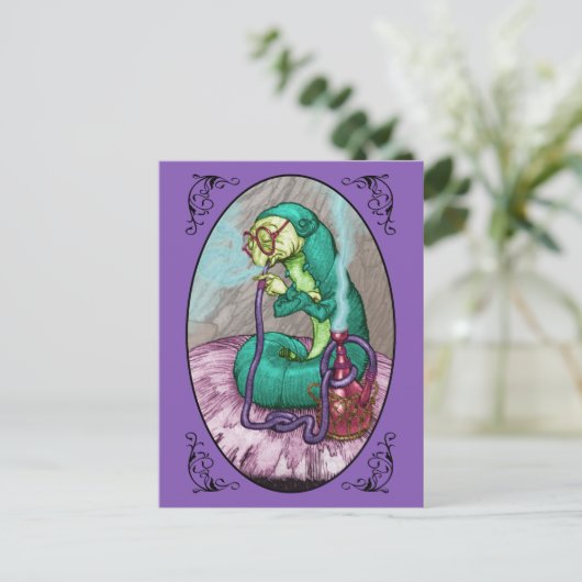 Alice im Wunderland - Raupe Postkarte (Stehend Vorderseite)