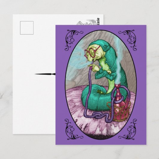 Alice im Wunderland - Raupe Postkarte (Vorne/Hinten)