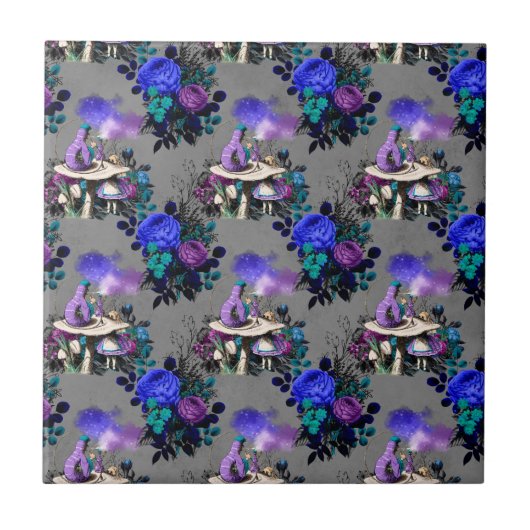 Alice im Wunderland Raupe Rauchen Blume Fliese (Vorderseite)