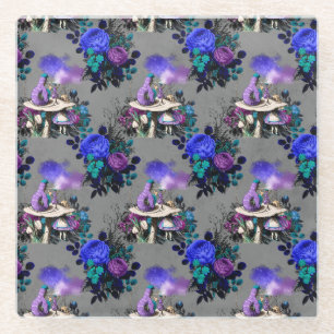 Alice im Wunderland Raupe raucht Blumen Glasuntersetzer