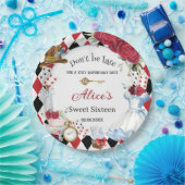 Alice im Wunderland Red Floral Birthday Tee Party Pappteller (Party)