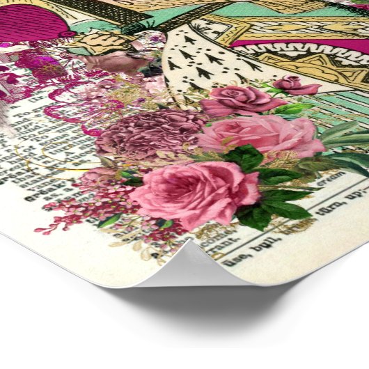 Alice im Wunderland Red Queen Dictionary Art Poster (Ecke)