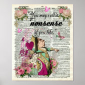 Alice im Wunderland Red Queen Dictionary Art Poster (Vorne)