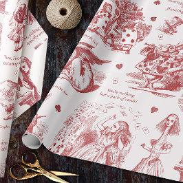 Alice im Wunderland Red Toile Quotes Geschenkpapier