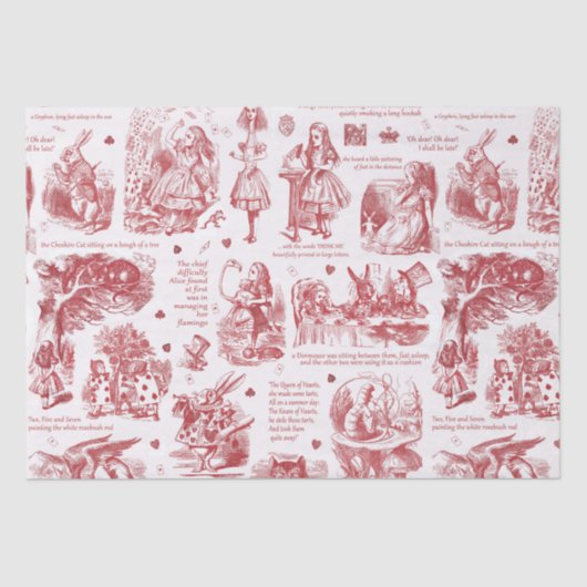 Alice im Wunderland Red Toile Quotes Seidenpapier (Vorderseite)