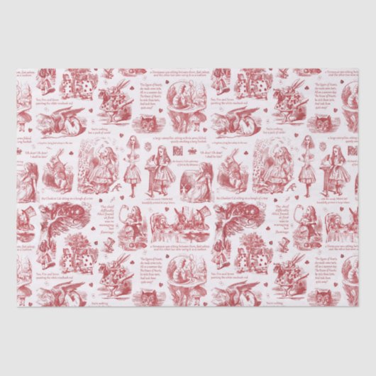 Alice im Wunderland Red Toile Quotes Seidenpapier (Vorderseite)