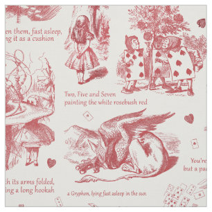 Alice im Wunderland Red White Toile Stoff