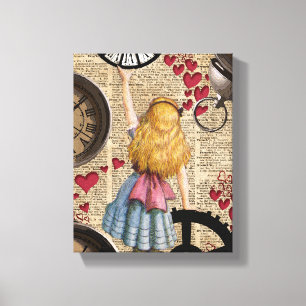 Alice im Wunderland reist durch die Zeit Leinwanddruck