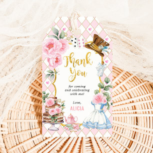 Alice im Wunderland Rosa Blume Geburtstag Tee Part Geschenkanhänger