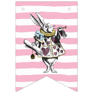 Alice im Wunderland-Rosa-gestreiftes alles Gute Wimpelkette