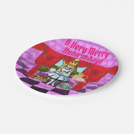 Alice im Wunderland Rosa Merry UnBirthday Teller (Schrägansicht)