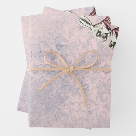 Alice im Wunderland Rosa und Blau-Weiße Kaninchen Geschenkpapier Set (Beispiel)
