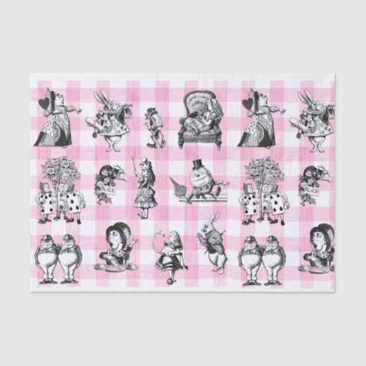 Alice im Wunderland, rosa und weiße Gingham Seidenpapier (Vorderseite)