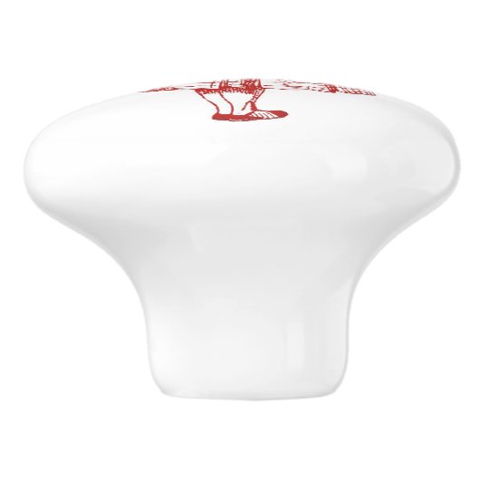 Alice im Wunderland-Rot-Griff Keramikknauf (Seitenansicht)