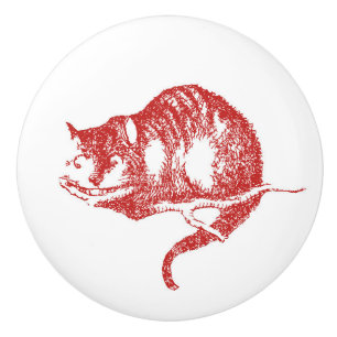 Alice im Wunderland-roter Cheshire-Katzen-Griff Keramikknauf