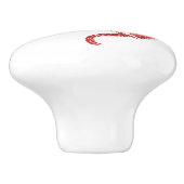 Alice im Wunderland-roter Cheshire-Katzen-Griff Keramikknauf (Seitenansicht)