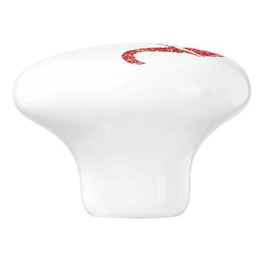 Alice im Wunderland-roter Cheshire-Katzen-Griff Keramikknauf (Seitenansicht)