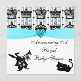 Alice im Wunderland Royal Crowns Babydusche Einladung