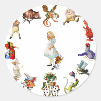 Alice im Wunderland Runder Aufkleber