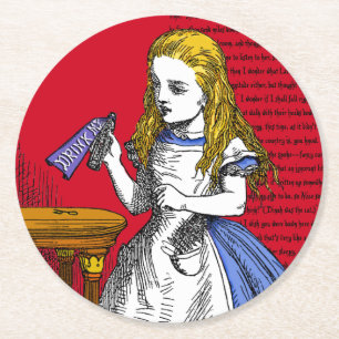 + Alice im Wunderland + runder Papierserviettenunt Pappuntersetzer