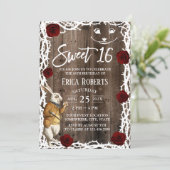 Alice im Wunderland Rustikales Stallholz Süß 16 Einladung (Stehend Vorderseite)