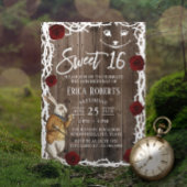 Alice im Wunderland Rustikales Stallholz Süß 16 Einladung