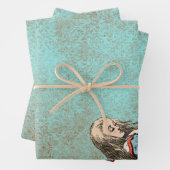 Alice im Wunderland Rusty Turquoise Floral Craft Geschenkpapier Set (Beispiel)