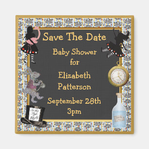 Alice im Wunderland-Save the Date Baby-Dusche Magnet