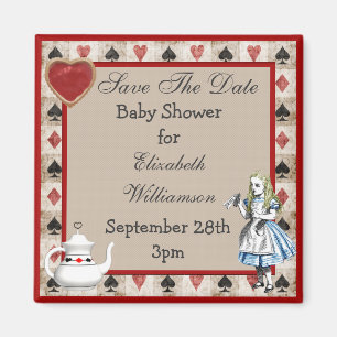 Alice im Wunderland Save The Date Babyparty Magnet