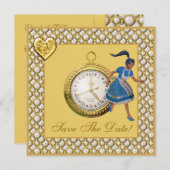 Alice im Wunderland Save the Date Hochzeit Einladung (Vorne/Hinten)