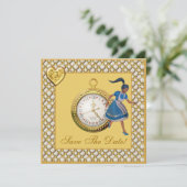 Alice im Wunderland Save the Date Hochzeit Einladung (Stehend Vorderseite)
