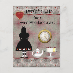 Alice im Wunderland Save the Date Hochzeitskarte Ankündigungspostkarte