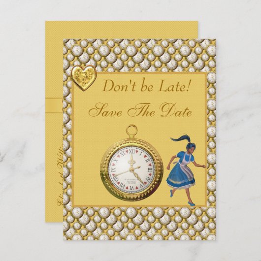 Alice im Wunderland Save the Date Hochzeitskarte Ankündigungspostkarte (Vorne/Hinten)