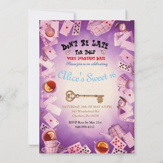 Alice im Wunderland Save the Date Investitionen (Vorderseite)