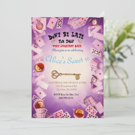 Alice im Wunderland Save the Date Investitionen (Stehend Vorderseite)