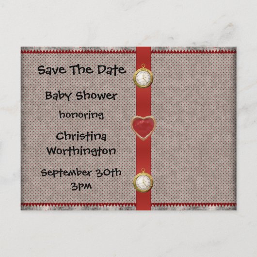 Alice im Wunderland Save the Date Kinderdusche Ankündigungspostkarte (Rückseite)