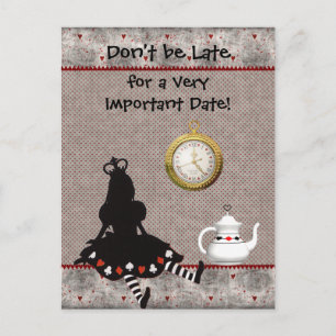 Alice im Wunderland Save the Date Kinderdusche Ankündigungspostkarte