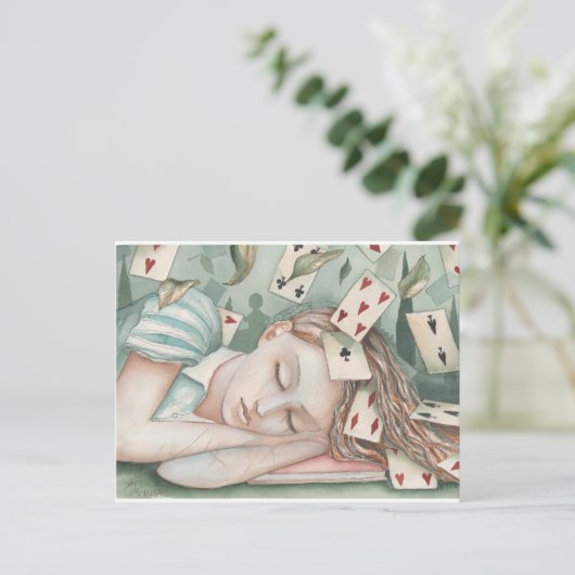 Alice im Wunderland schlafen Postkarte (Stehend Vorderseite)