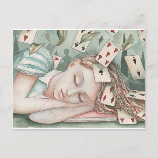 Alice im Wunderland schlafen Postkarte (Vorderseite)
