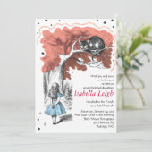 Alice im Wunderland-Schläger Mitzvah Einladung (Stehend Vorderseite)