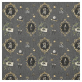 Alice im Wunderland Schwarz/Gold auf schwarzem Den Stoff (Muster)