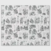 Alice im Wunderland Schwarz-weiß Toile Quotes Geschenkpapier (Flach)