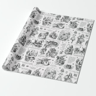Alice im Wunderland Schwarz-weiß Toile Quotes Geschenkpapier