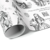 Alice im Wunderland Schwarz-weiß Toile Quotes Geschenkpapier (Rolleneckpunkt)